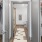 a bathroom with a shower and a toilet