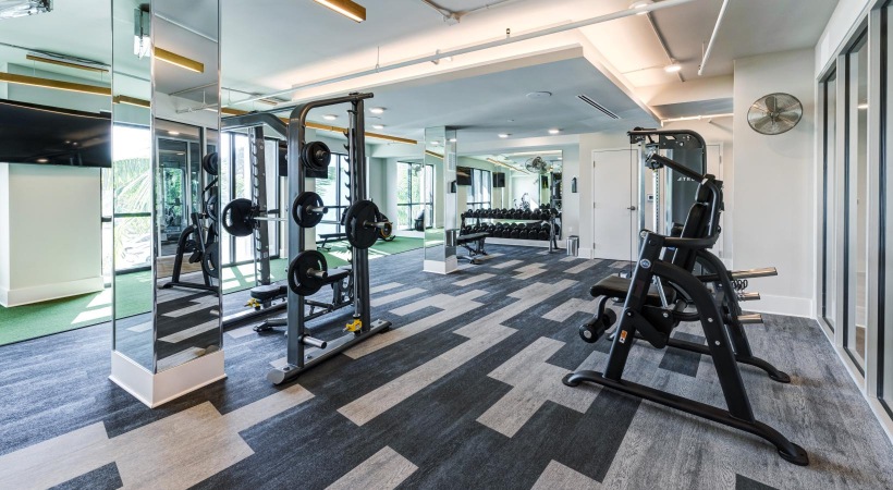 Discover your new fitness routine a gym with exercise equipment